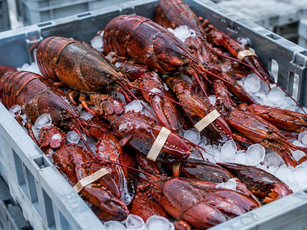 Atlantic Canadian hard-shell lobsters on ice